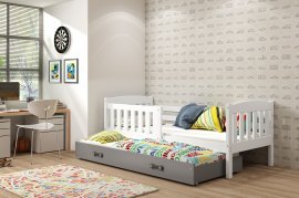 Doppelstockbett Kubus mit zusätzlichem Bett - 90x200 cm - weiß/grafit
