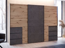 Garderobenschrank Winn 270 cm - Eiche/Dunkelgrau