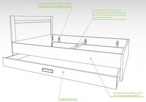 Kerles - Bett Bridge mit Schublade - 90x190 cm