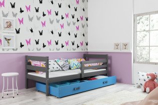 Kinderbett Eryk - 80x190 cm - grafit/blau