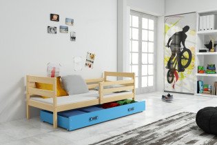 Kinderbett Eryk - 80x190 cm - Kiefer/Blau