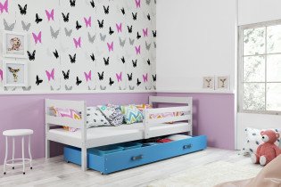 Kinderbett Eryk - 90x200 cm - weiß/blau