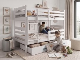 Etagenbett Eryk mit Schublade - 90x200 cm - Weiß