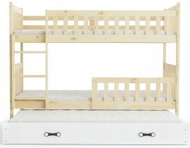 BMS Group - Etagenbett Kubus mit zusätzlichem Bett - 90x200 cm - Kiefer/Weiß