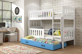 Kojenbett Kubus mit zusätzlichem Bett - 90x200 cm - weiß/blau
