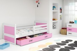 Kinderbett Rico - 90x200 cm - weiß/rosa