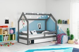Domek Kinderbett - 80x160 cm - Graphit/Weiß