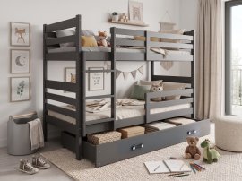 Etagenbett Eryk mit Schublade - 90x200 cm - Graphit