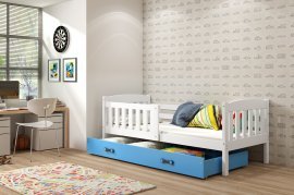 Kinderbett Kubus - 90x200 cm - weiß/blau