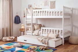Etagenbett Kubus mit Zusatzbett – 90x190 cm – Weiß