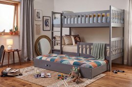 Etagenbett Kubus mit Zusatzbett – 90 × 190 cm – Graphit