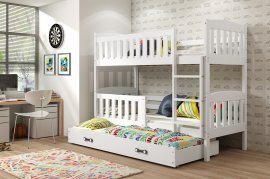 Etagenbett Kubus mit zusätzlichem Bett - 90x200 cm - weiß/weiß