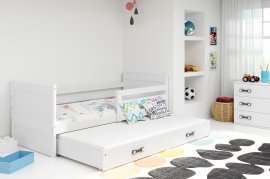 Kinderbett Rico mit zusätzlicher Liegefläche - 90x200 cm - weiß/weiß
