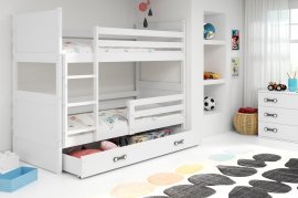 Hochbett Rico mit Schublade - 90x200 cm - weiß/weiß