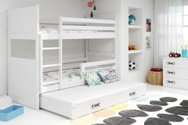Etagenbett Rico mit zusätzlichem Bett - 90x200 cm - weiß/weiß