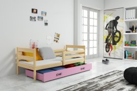Kinderbett Eryk - 80x190 cm - Kiefer/rosa