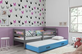 Doppelbett für Kinder Eryk mit zusätzlichem Bett - 90x200 cm - Graphit/Blau