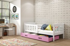 Kinderbett Kubus - 90x200 cm - weiß/rosa