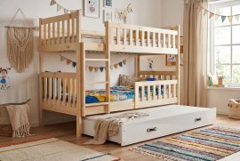 Etagenbett Kubus mit Zusatzbett – 90 x 190 cm – Kiefer/Weiß