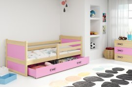 Kinderbett Rico - 90x200 cm - Kiefer/Rosa