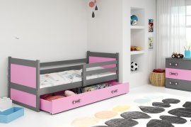 Kinderbett Rico - 90x200 cm - graphit/rosa