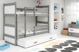 Etagenbett Rico mit Zusatzbett – 90x190 cm – Graphit/Weiß