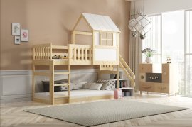 Hochbett niedrige Mezzanine Domek mit Treppen - 90x200 cm
