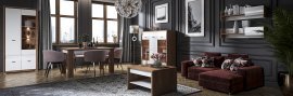 Wohnzimmer Dallas - Nussbaum/Weiß