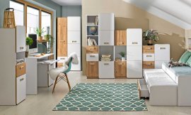 Jugendzimmer Lorento - weiß/Eiche - 1 Set