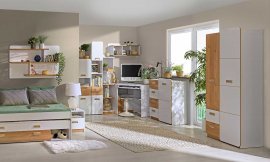 Jugendzimmer Lorento - Weiß/Eiche - 3er Set