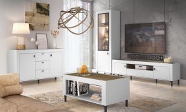 Mossa-Kollektion für Wohnzimmer und Schlafzimmer - Whisky-Eiche/Weiß Matt