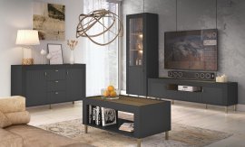 Wohnzimmer Mossa - Whisky Eiche/Schwarz - 2er-Set