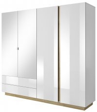 Schrank mit Spiegel Arco - Weiß Hochglanz/Eiche Grandson