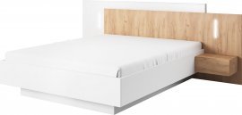 Bett 3D B 160x200 - weiß + Goldeneiche