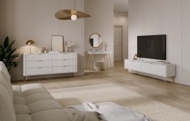 Wohnzimmer und Schlafzimmer Lante - weiß