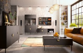 Wohnzimmer und Esszimmer Mond - schwarz