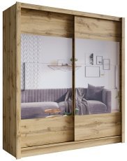 Kleiderschrank mit Schiebetüren und Spiegel Roma VI - Eiche Votan