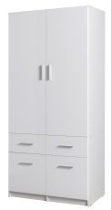 Garderobenschrank mit zwei Türen und Schubladen Snow 03 B - weiß