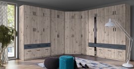 Modulare Garderobe Snow - Eiche Wellington/Grafit