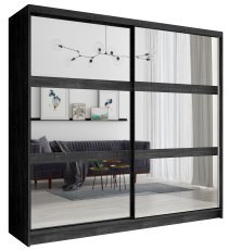 Kleiderschrank mit Schiebetüren und Spiegel Togo 12 - Portland Esche schwarz