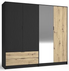 Garderobenschrank Upsala 12 II B - Schwarz Grafit/Eiche Artisan 4D2SZ
