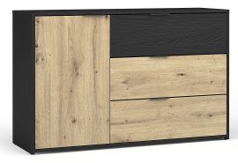 Kommode Upsala 46 B - Schwarz Graphit/Eiche Artisan