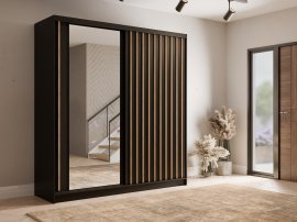 Kleiderschrank mit Schiebetüren Aluna 11 – 200 cm – schwarz