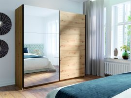 Kleiderschrank mit Schiebetüren Arsala 11 mit Spiegel – 200 cm – Eiche Artisan