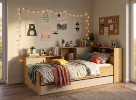 Kinderbett Pinio - 90x200 cm - Kaschmir/Artisan-Eiche