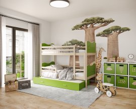 Kombibett Max 3 mit Zusatzbett - 80x190 cm