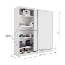 AJK Meble - Kleiderschrank Denver mit Schiebetüren und Spiegel – 200 cm