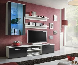 Multimedia TV Regal Galino E 180 cm LED - weiß/schwarz