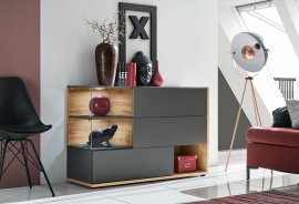 Kommode Silk 240 cm LED - anthrazit/wotan