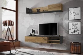 TV-Element mit Regal Dallas - Anthrazit/Flagstaff Eiche